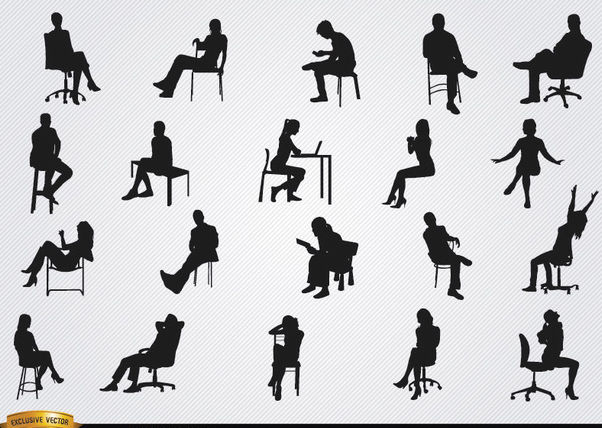 602x428 People Sitting In Chairs Silhouettes Free Vector Download 182355