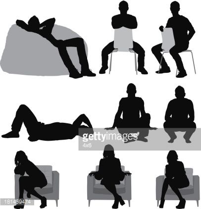406x422 Silhouette Of People Sitting In Different... Silhouette