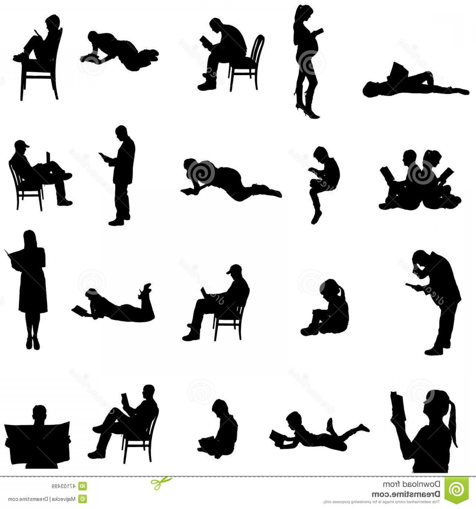 1560x1668 Stock Illustration Vector Silhouettes People Sitting Chair Image