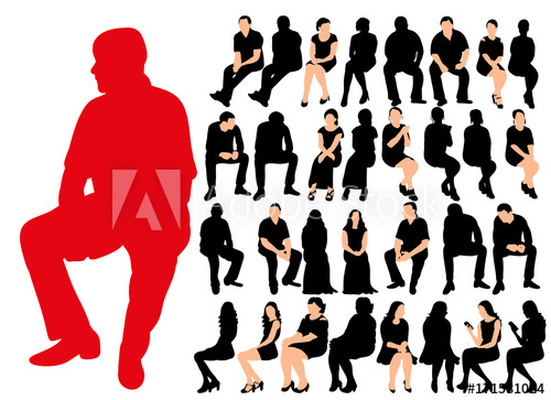 500x363 Vector, Isolated Silhouette Of People Sitting, Silhouette Of
