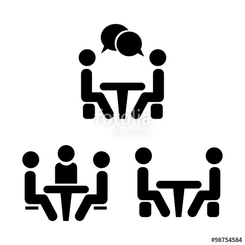 500x500 Icon Conference. People Sitting Around The Table Talking. Vector