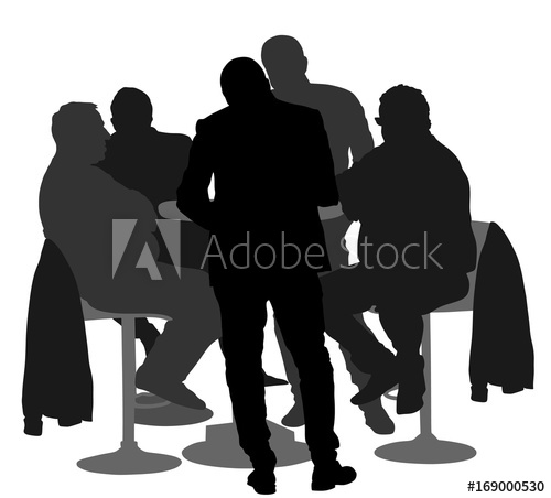 500x452 Many People Sitting And Talking Vector Silhouette Illustration