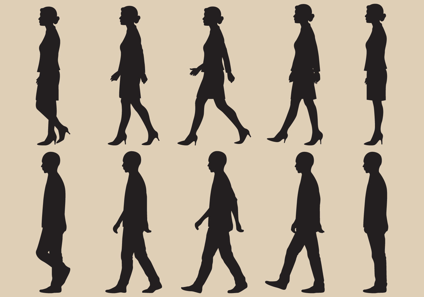 1400x980 Walk Cycle Silhouette Vectors