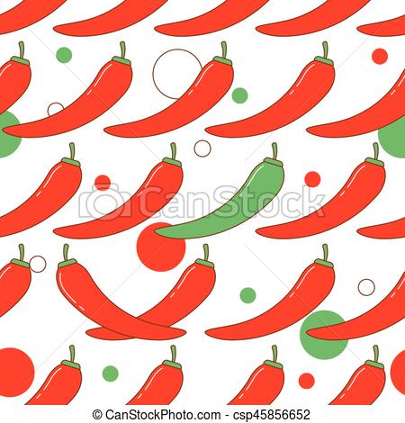 450x470 Chili Pepper Pattern. Chili Pepper, Vector Seamless Pattern.