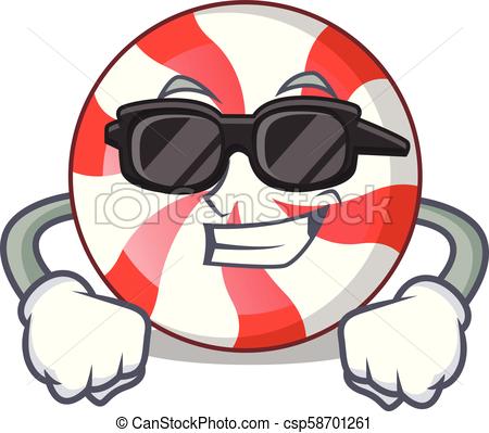 450x399 Super Cool Peppermint Candy Character Cartoon Vector Illustration.
