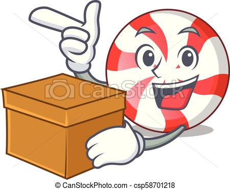 450x372 With Box Peppermint Candy Character Cartoon Vector Illustration.