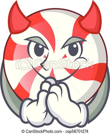 386x470 Devil Peppermint Candy Mascot Cartoon Vector Illustration.