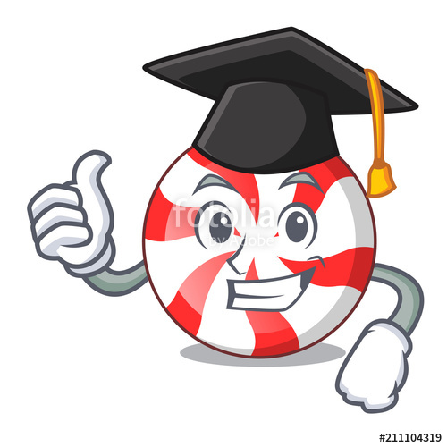 500x500 Graduation Peppermint Candy Character Cartoon Stock Image And