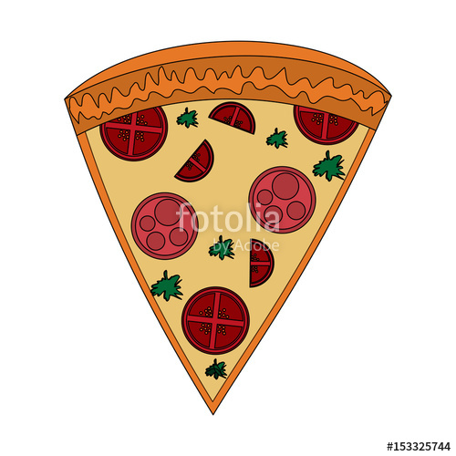 500x500 Color Image Cartoon Slice Pizza Of Pepperoni Vector Illustration