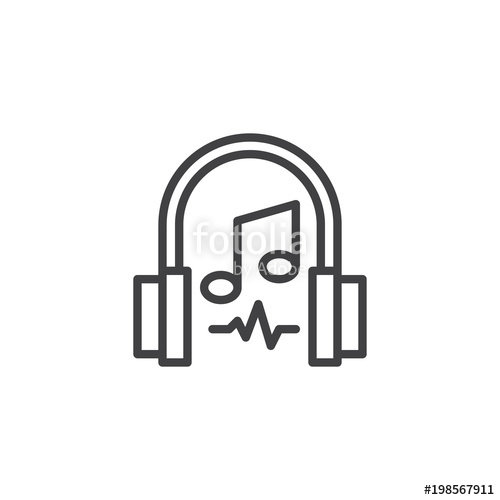 500x500 Headphones And Musical Note Outline Icon. Linear Style Sign For