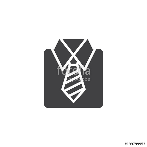 500x500 Shirt With Neck Tie Vector Icon. Filled Flat Sign For Mobile