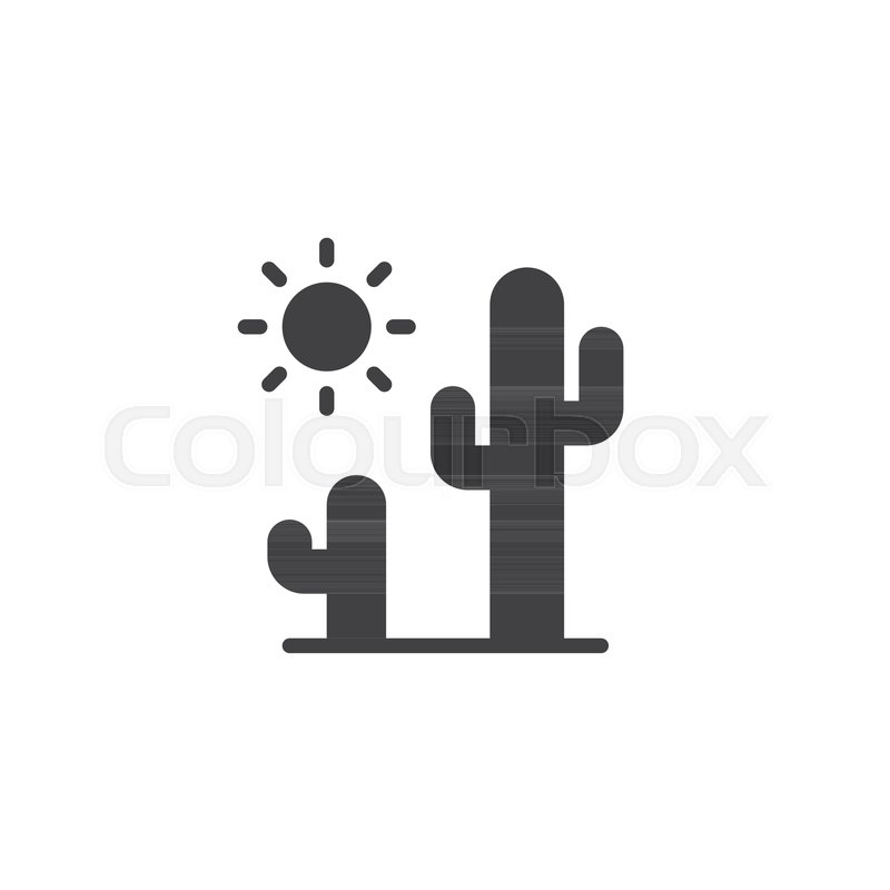 800x800 Cactus And Sun Vector Icon. Filled Flat Sign For Mobile Concept