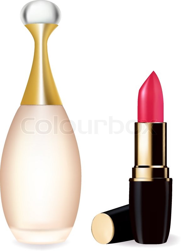 576x800 Red Lipstick And Perfume Bottle. Vector Stock Vector Colourbox