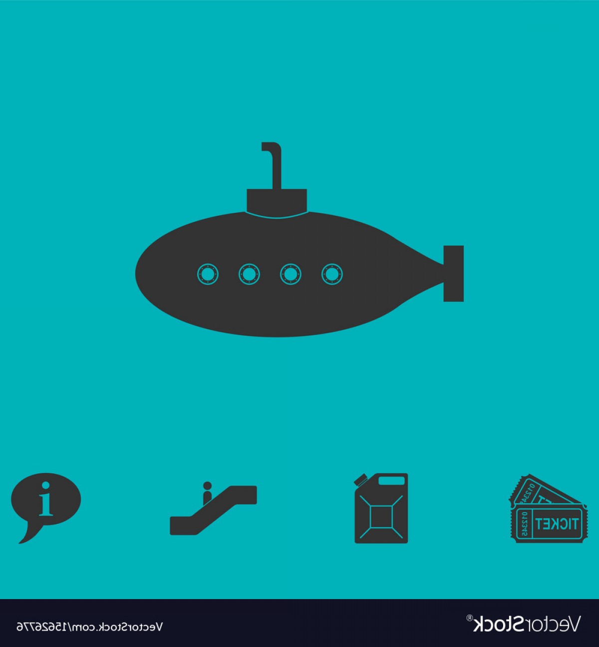 1200x1296 Submarine With Periscope Icon Flat Vector Shopatcloth