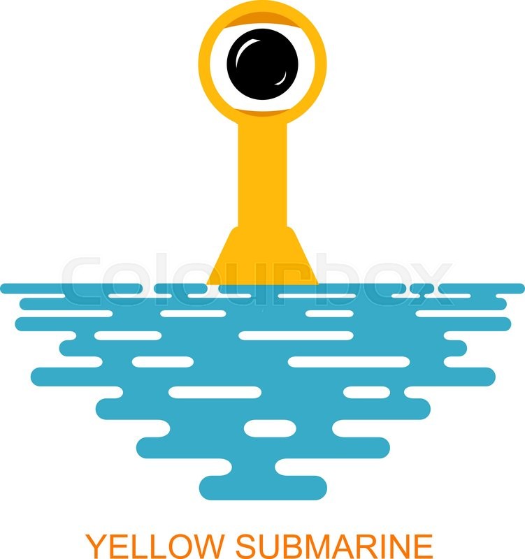 751x800 Periscope Yellow Submarine With Sea Water On A White Background