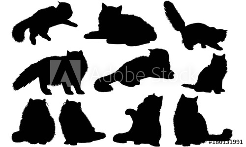 500x300 Persian Cat Silhouette Vector Graphics
