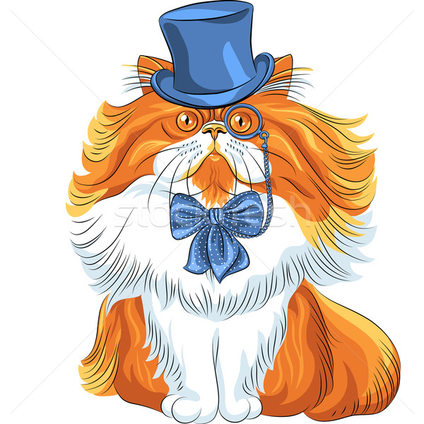 600x600 Vector Funny Cartoon Hipster Persian Cat Vector Illustration