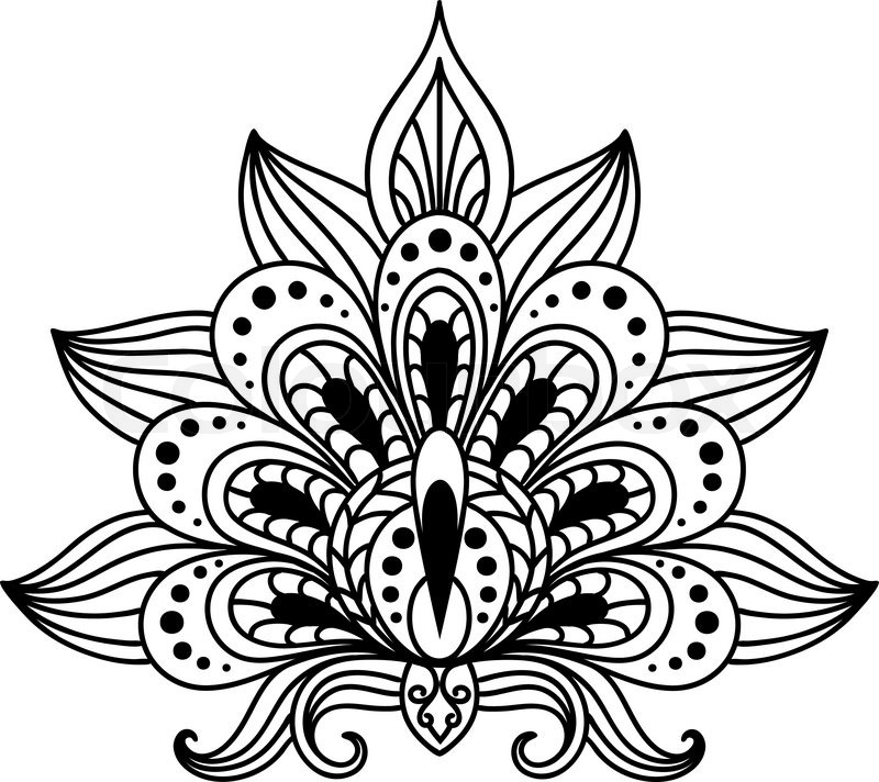 800x712 Ornate Persian Paisley Floral Element In Vintage Style Stock