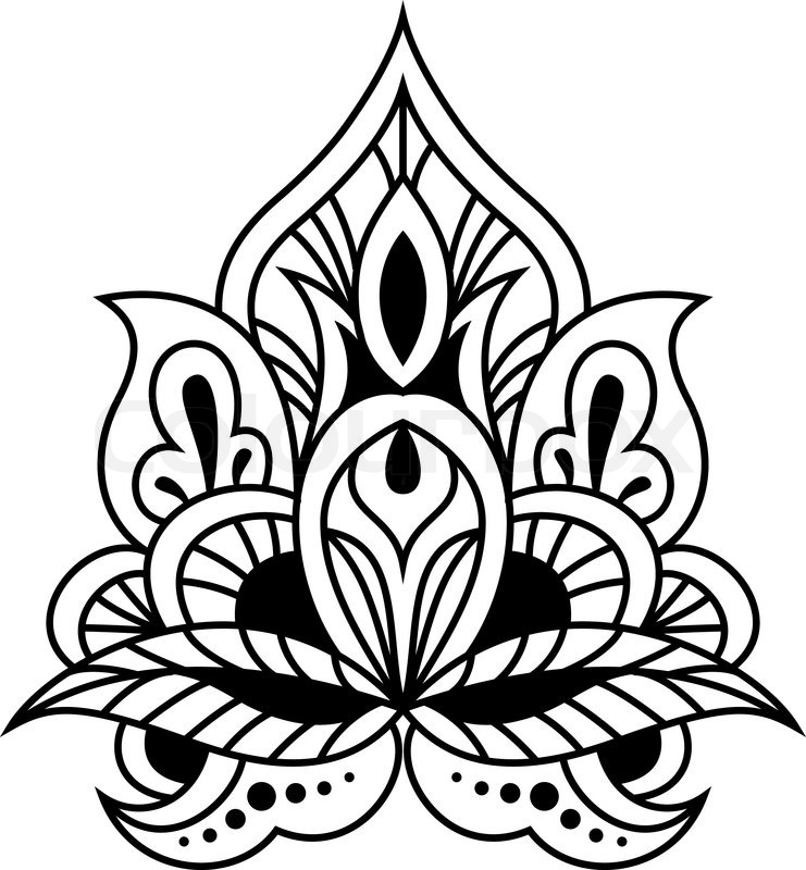 741x800 Bold Black And White Calligraphic Floral Design Element In Persian