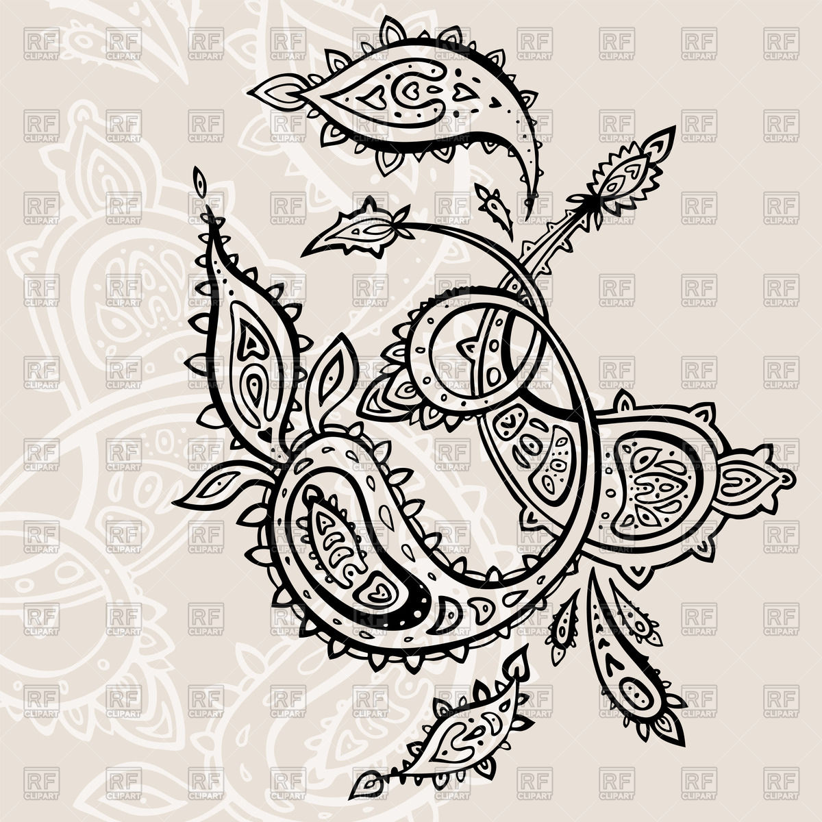 1200x1200 Persian Ethnic Ornament Paisley Vector Image Vector Artwork Of