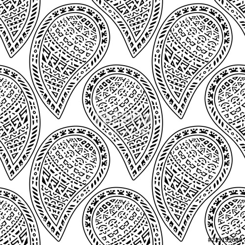 500x500 Seamless Pattern Of Beautiful Paisley Cucumbers African, Turkish