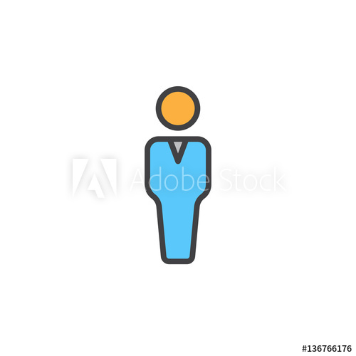 500x500 Person Line Icon, Filled Outline Vector Sign, Linear Colorful