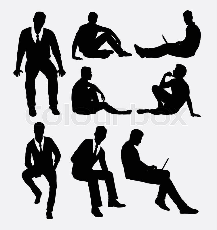 754x800 Man Sitting Silhouettes. Good Use For Symbol, Logo, Web Icons, Or