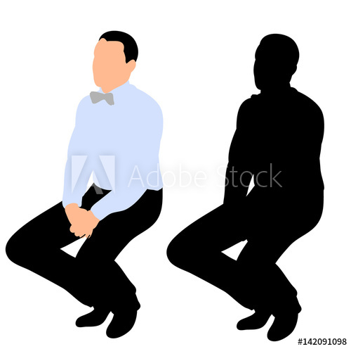 500x496 Silhouette Man Sideways Sitting Vector, Isolated