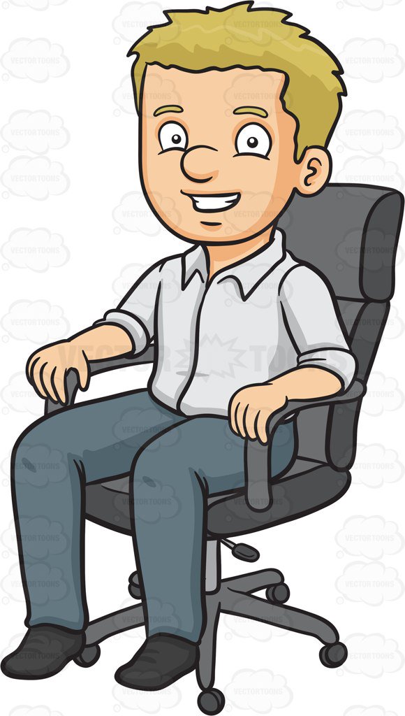 580x1024 A Man Sitting In His Office Chair Clipart By Vector Toons