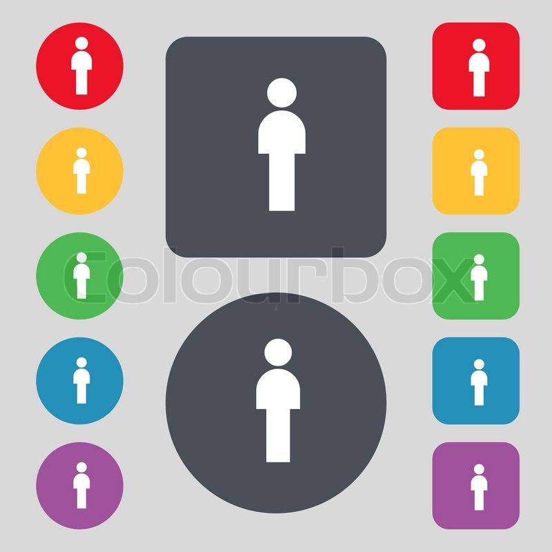 800x800 Human Sign Icon. Man Person Symbol. Male Toilet. Set Colour