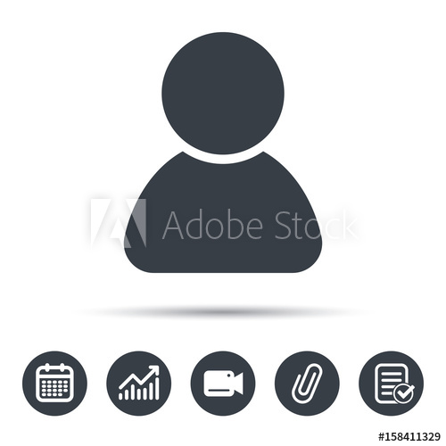 500x500 User Icon. Human Person Symbol. Avatar Login Sign. Calendar, Chart