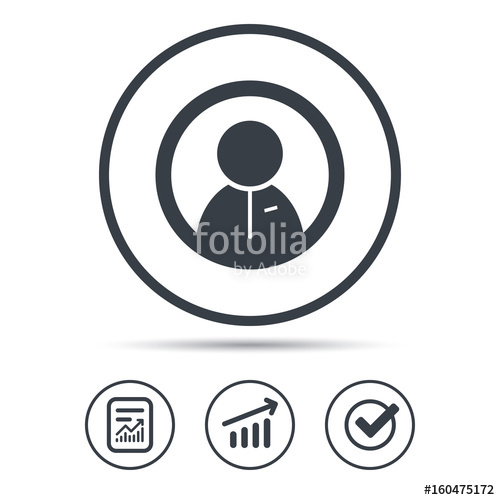 500x500 User Icon. Human Person Symbol. Report Document, Graph Chart And