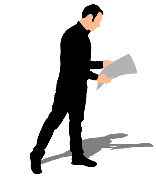 500x571 Man Reading Newspaper Vector Silhouette Free Download