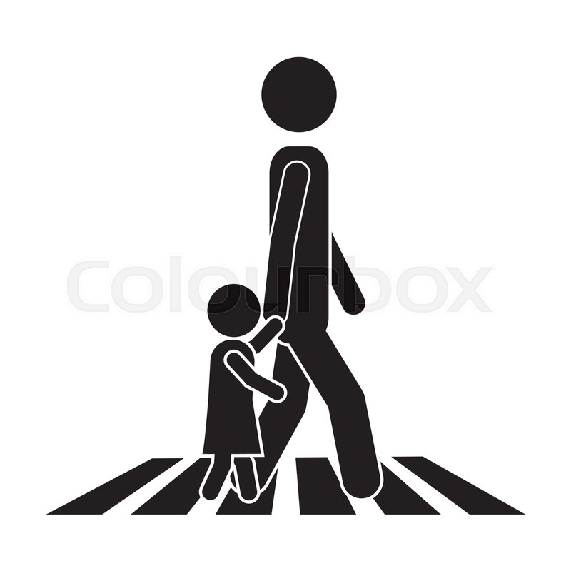 800x800 Person Walking The Street With A Little Kid Icon Over White
