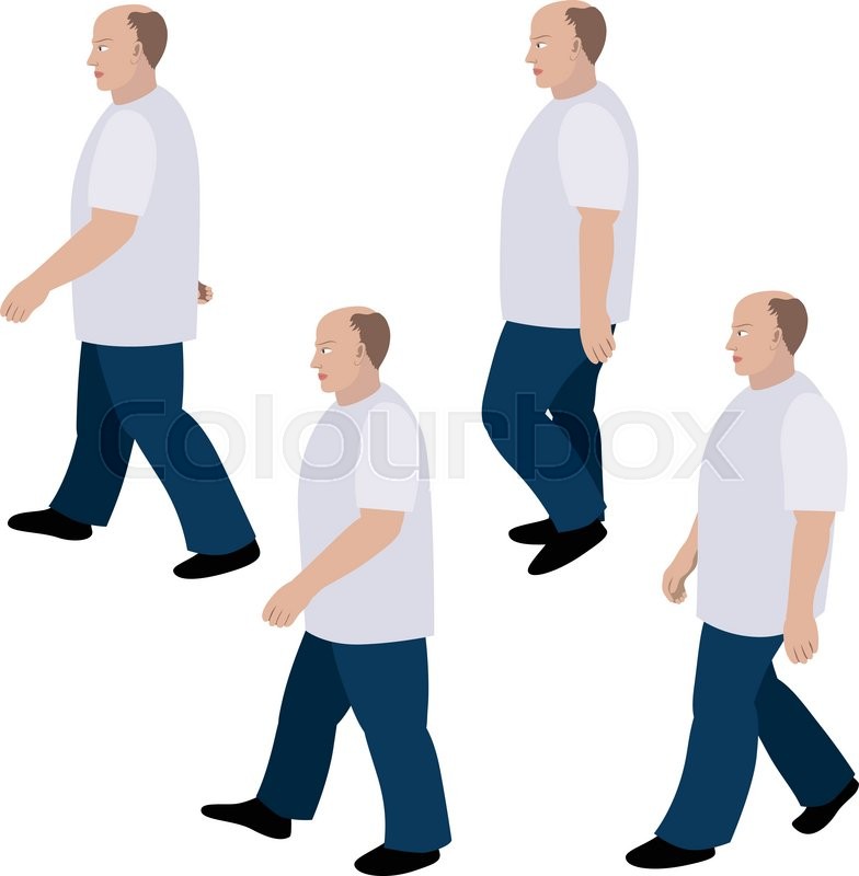 784x800 Set Of Position A Person Walking In Jeans And T Shirt Stock