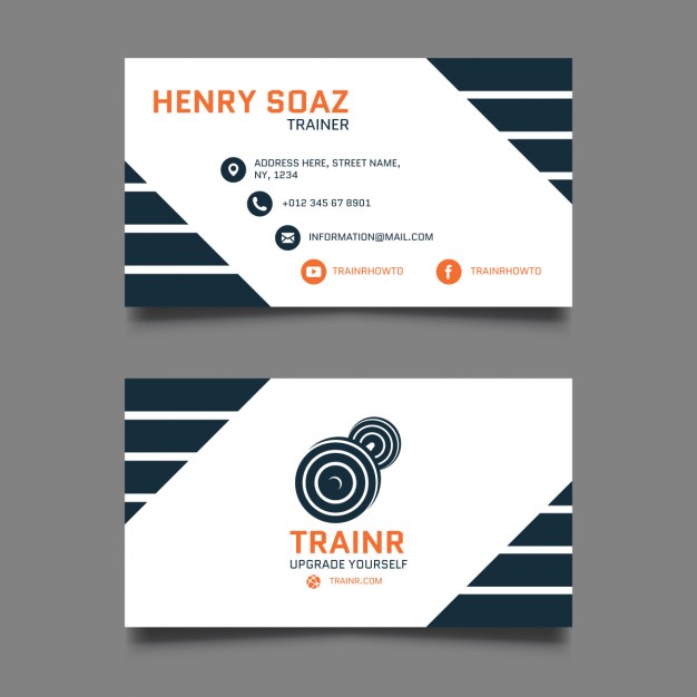 626x626 Personal Trainer Business Card Vector Free Download