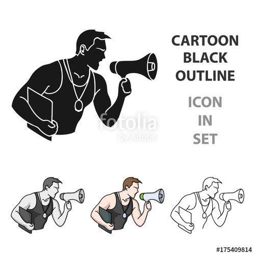 500x500 Personal Trainer Icon In Cartoon Style Isolated On White