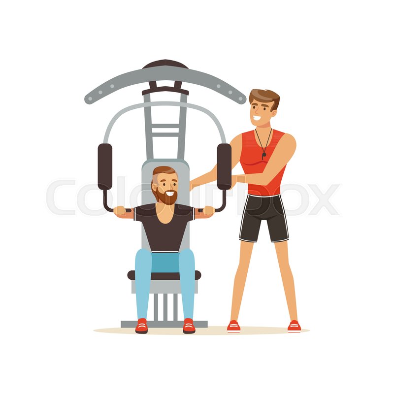 800x800 Professional Fitness Coach And Man Flexing Muscles On Trainer Gym