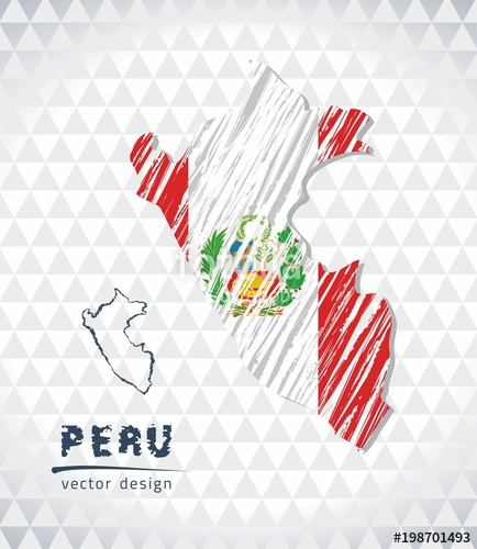 434x500 Peru Vector Map With Flag Inside Isolated On A White Background