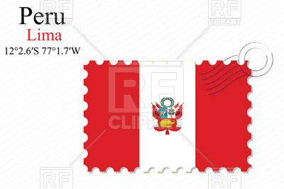 400x267 Postage Stamp With Flag Of Peru Vector Image Vector Artwork Of