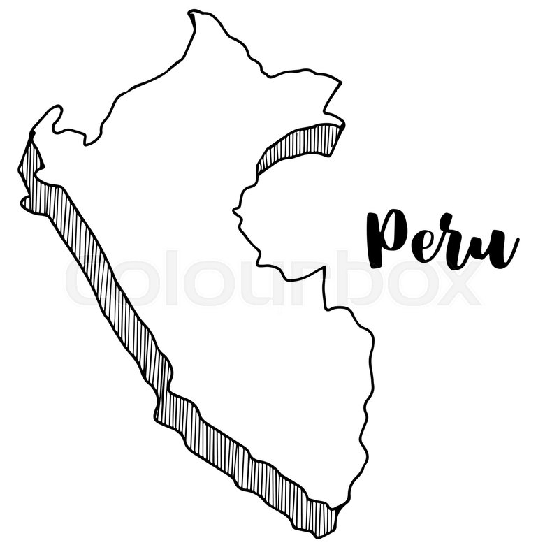 800x800 Hand Drawn Of Peru Map, Vector Illustration Stock Vector Colourbox