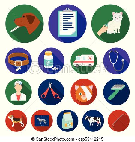 450x470 Veterinary Clinic Flat Icons In Set Collection For Design