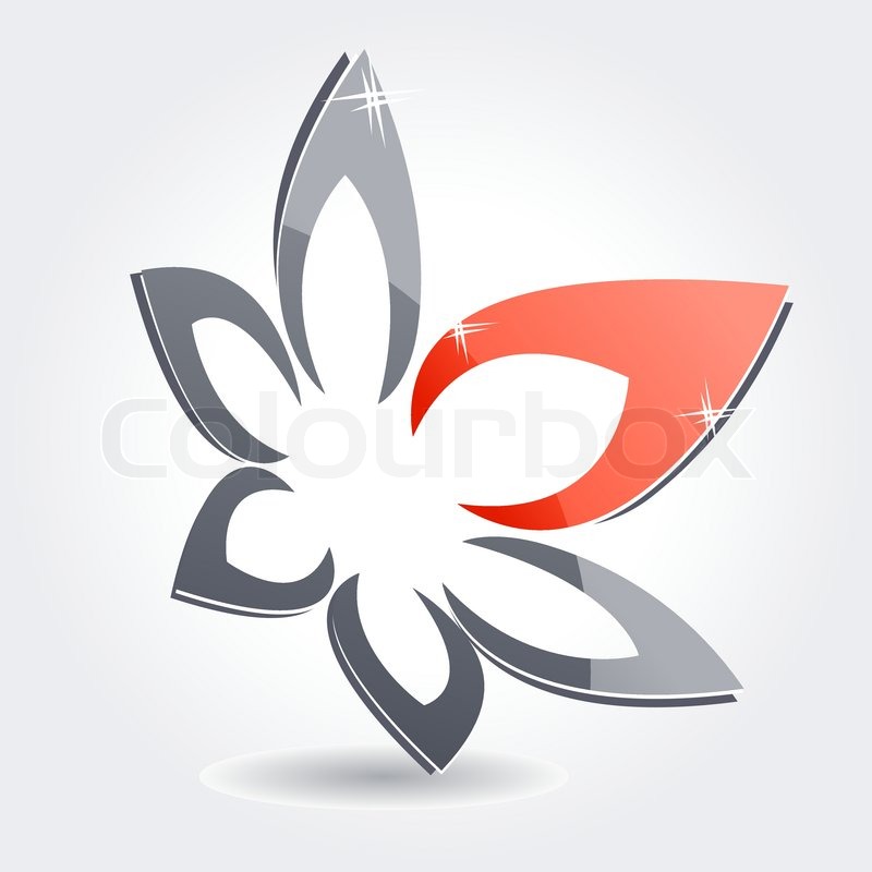 800x800 Abstract Grey Floral Symbol With Red Petal Stock Vector Colourbox