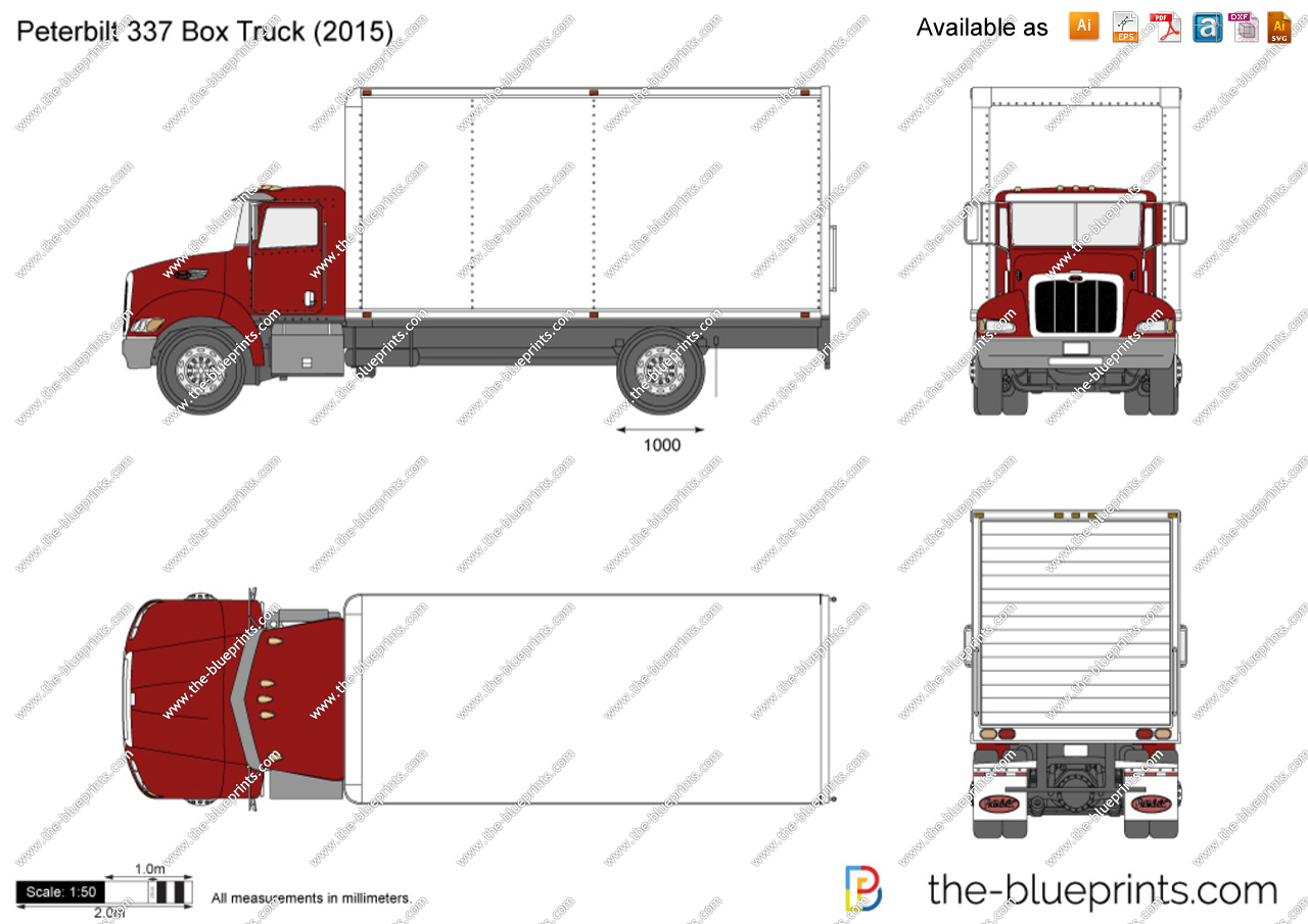 1280x905 Peterbilt 337 Box Truck Vector Drawing