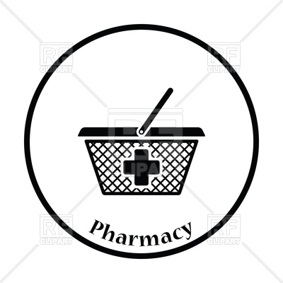 400x400 Thin Circle Design Of Pharmacy Shopping Cart Icon Vector Image