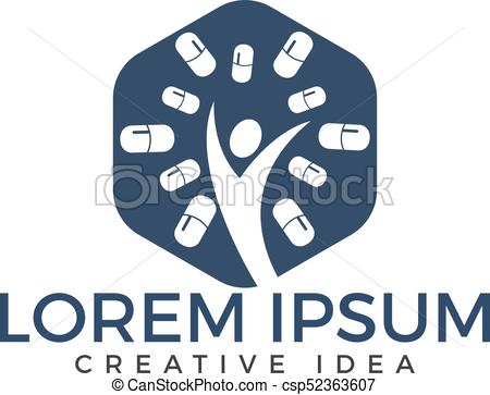 450x363 Abstract Human Body With Shape Pharmacy Vector Logo Design. Human