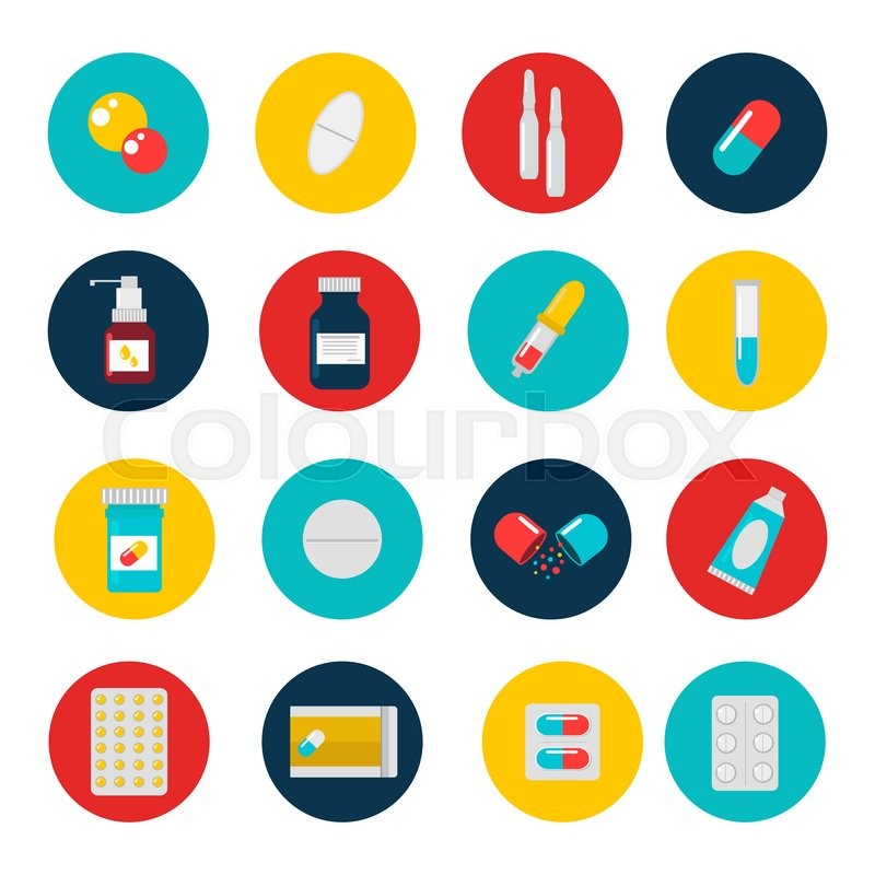 800x800 Pills Capsules Icons Vector Flat Set. Medical Vitamin Pharmacy