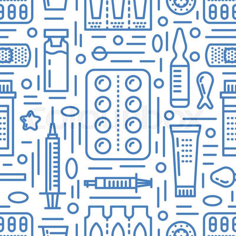 800x800 Medical, Drugstore Seamless Pattern, Pharmacy Vector Colored