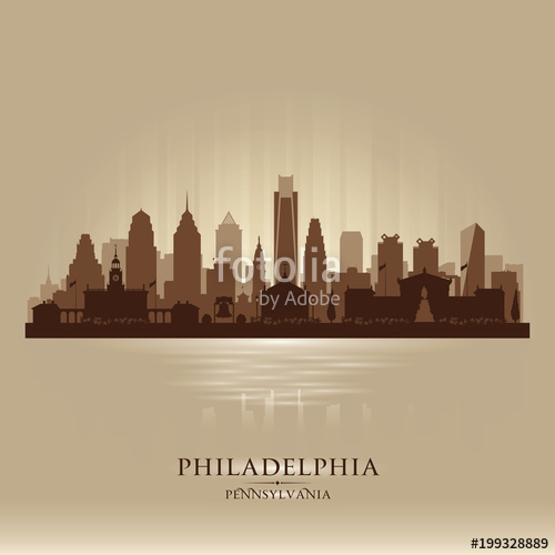 500x500 Philadelphia Pennsylvania City Skyline Vector Silhouette Stock