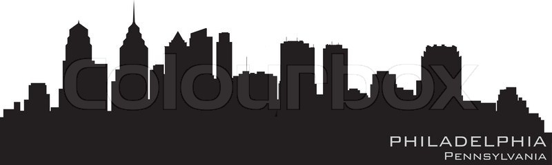 800x240 Philadelphia, Pennsylvania Skyline Detailed Vector Silhouette